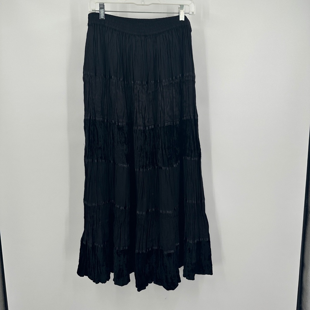 Womens Boho Broomstick Tiered Maxi Skirt Size 14 Peasant Victorian Modest Flowy - Picture 2 of 8